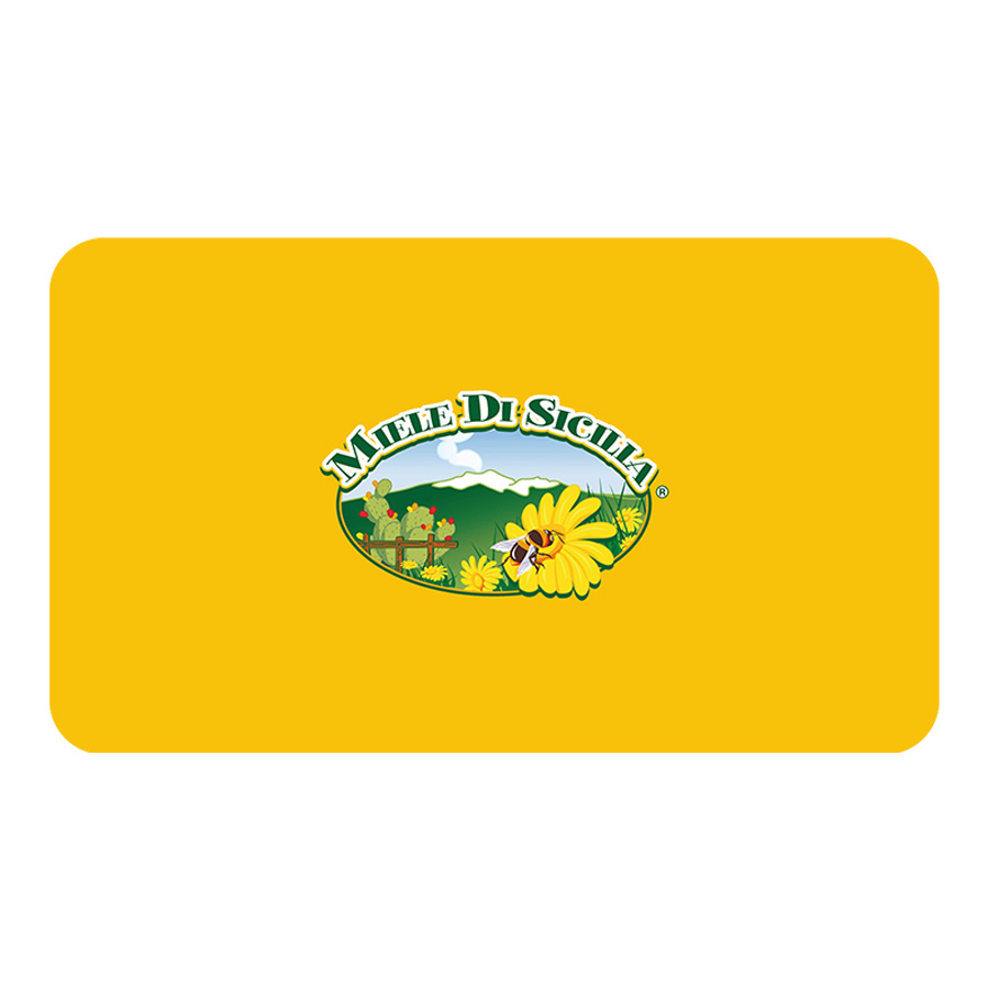 gift-card-miele-di-sicilia Gift card Miele di Sicilia, buono regalo con logo su sfondo giallo